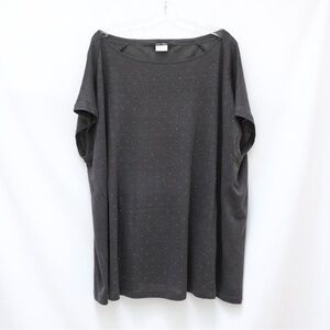 Marina Rinaldi Charcoal Short Sleeve Tee with Subtle Stud Detail